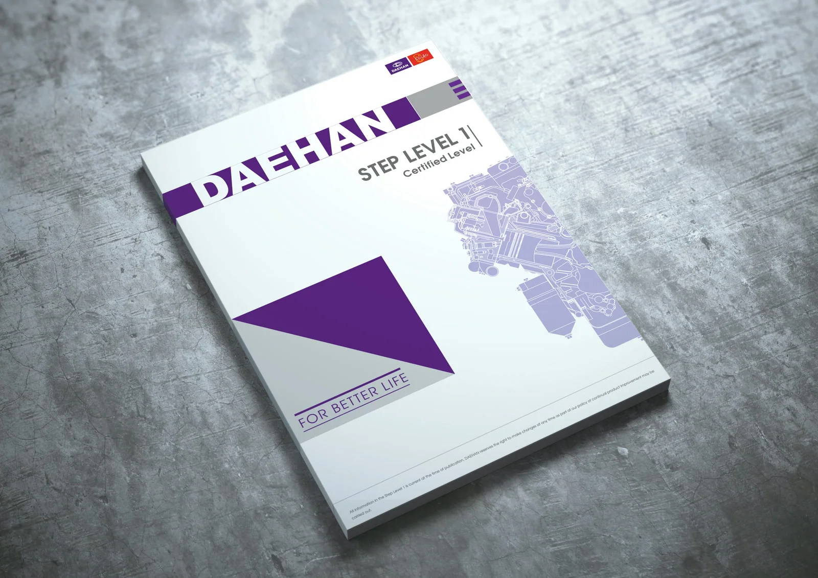 DAEHAN Step Level 1 technical training manual on a concrete surface