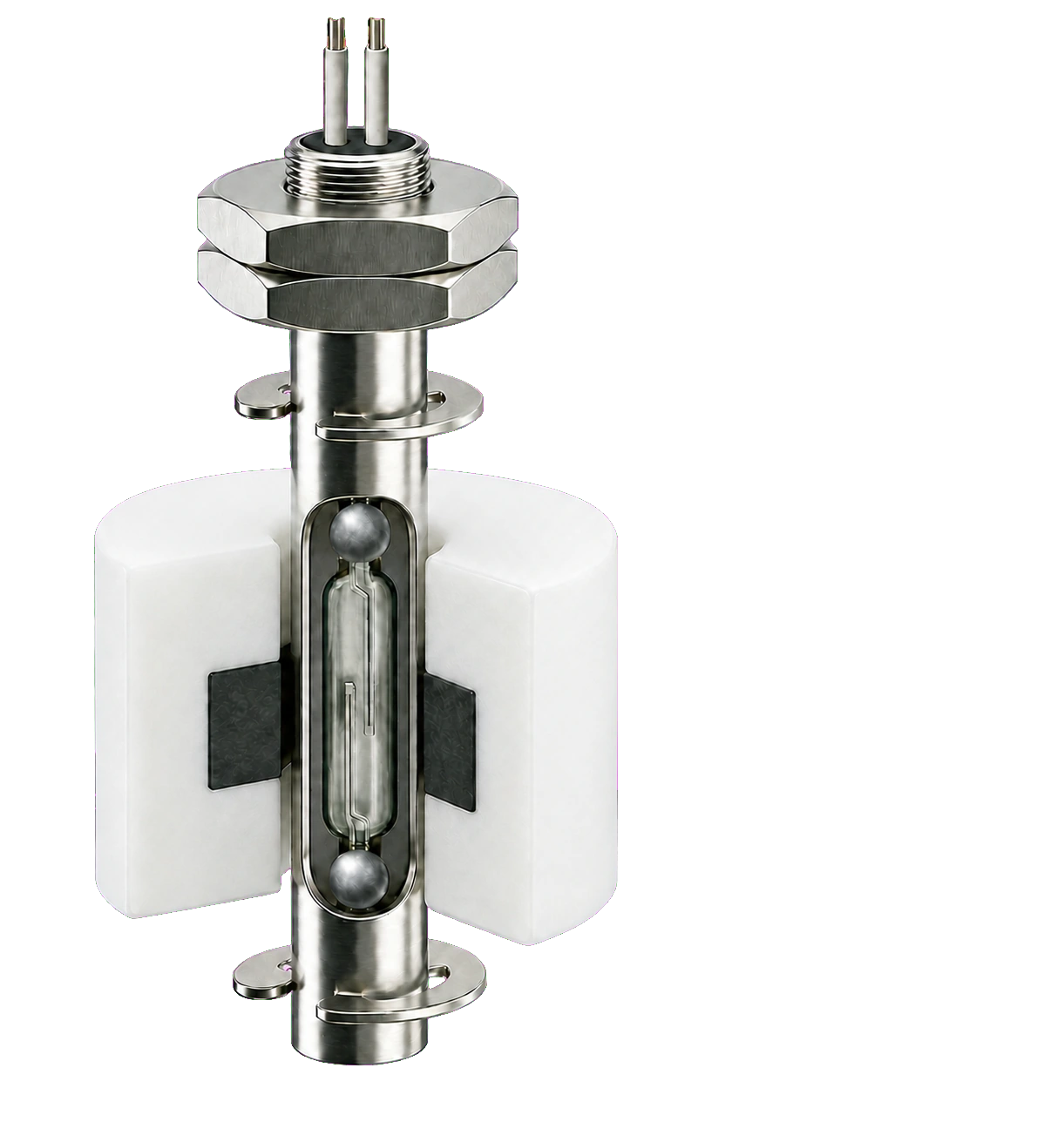Miniature level switch cutaway without baked-in annotations
