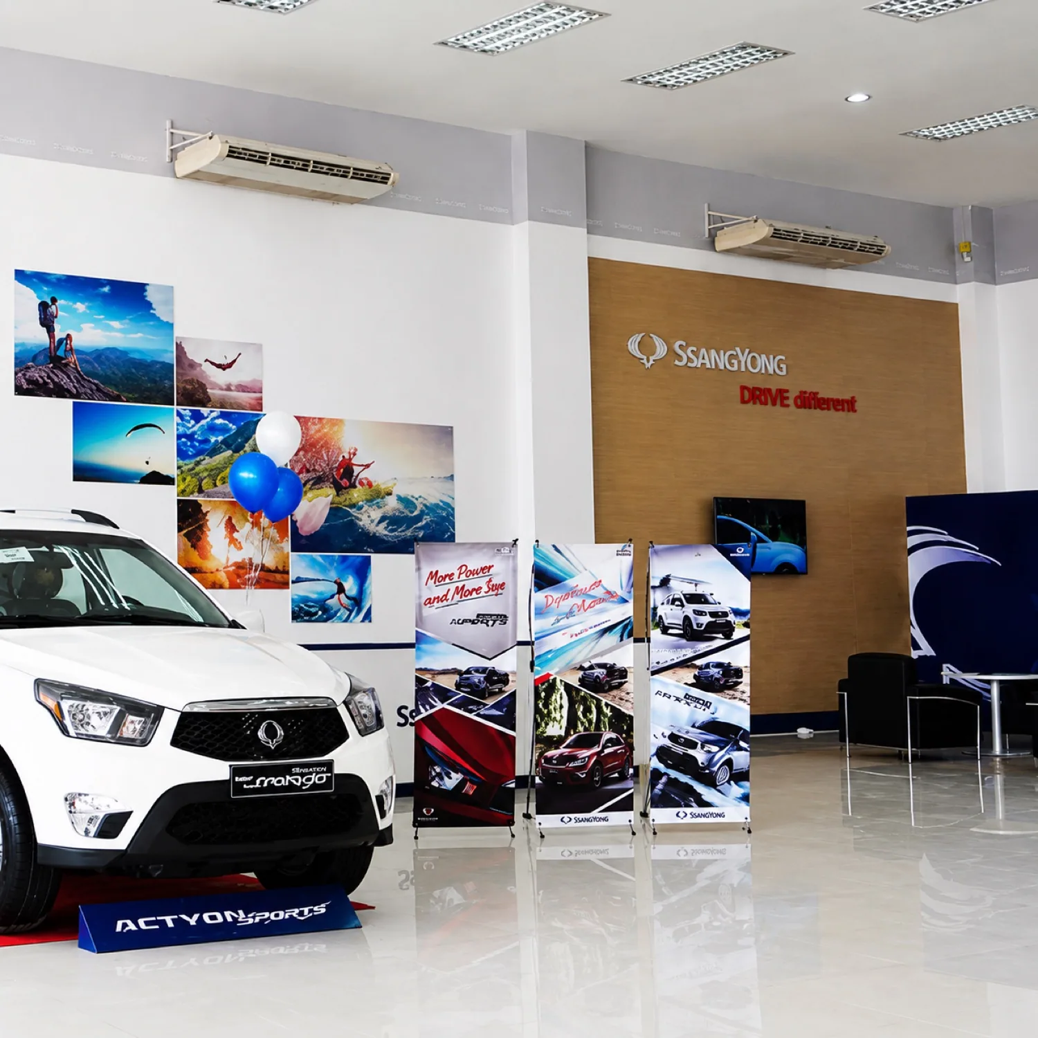 Completed SsangYong vehicle display and brand communication zone in Vientiane, Laos